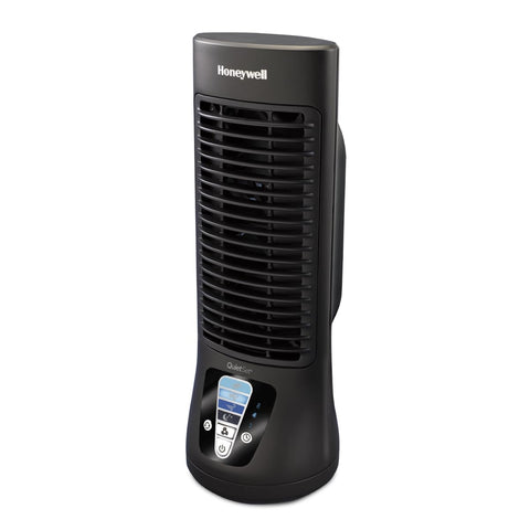 Office setup using Honeywell personal fan for cooling