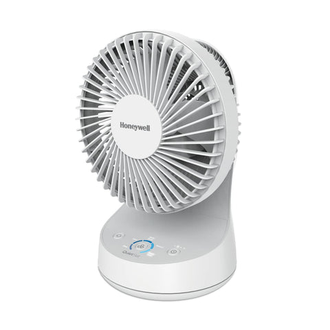 Honeywell QuietSet 5 oscillating table fan front view for personal cooling