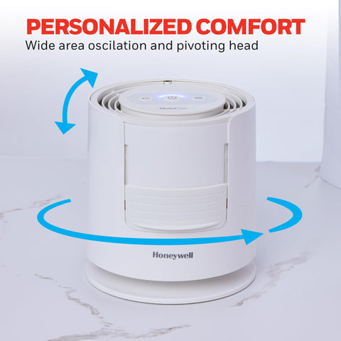 Honeywell QuietSet Sleep Fan compact design fits nightstands for bedside cooling and noise masking.