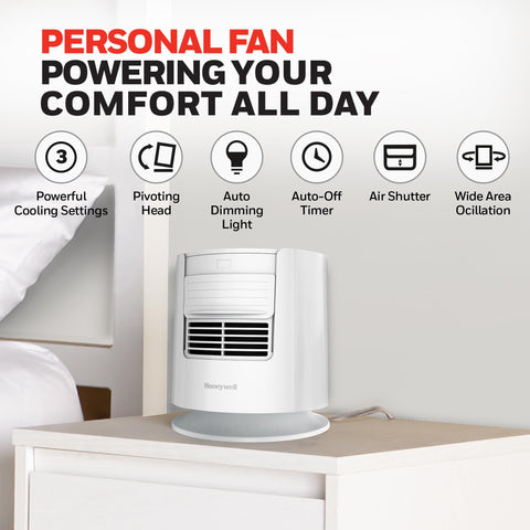 Honeywell QuietSet Sleep Fan pink-noise visualization with soothing sound for focused rest.