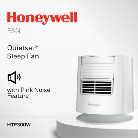 Honeywell QuietSet Sleep Fan side tilt demonstrates adjustable airflow for personalized comfort.