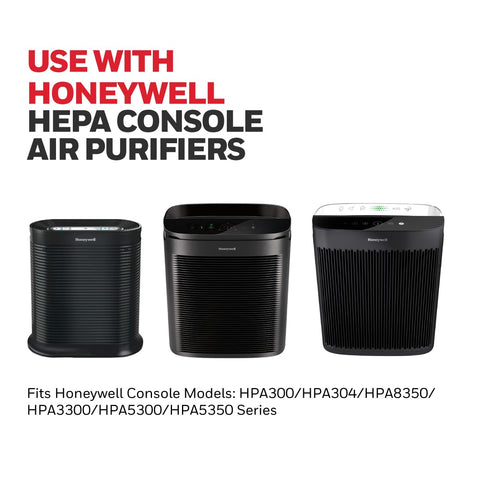 Honeywell R HEPA replacement filter close-up ready for installation.