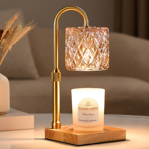 Hong-in candle warmer lamp with amber glass base for a warm, flameless ambiance.