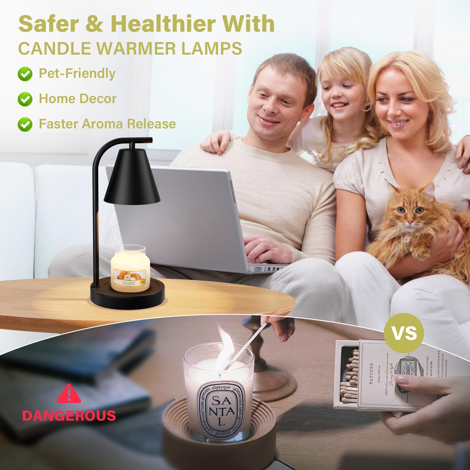 Hong-in Candle Warmer Lamp anti-slip base supports stability during use.