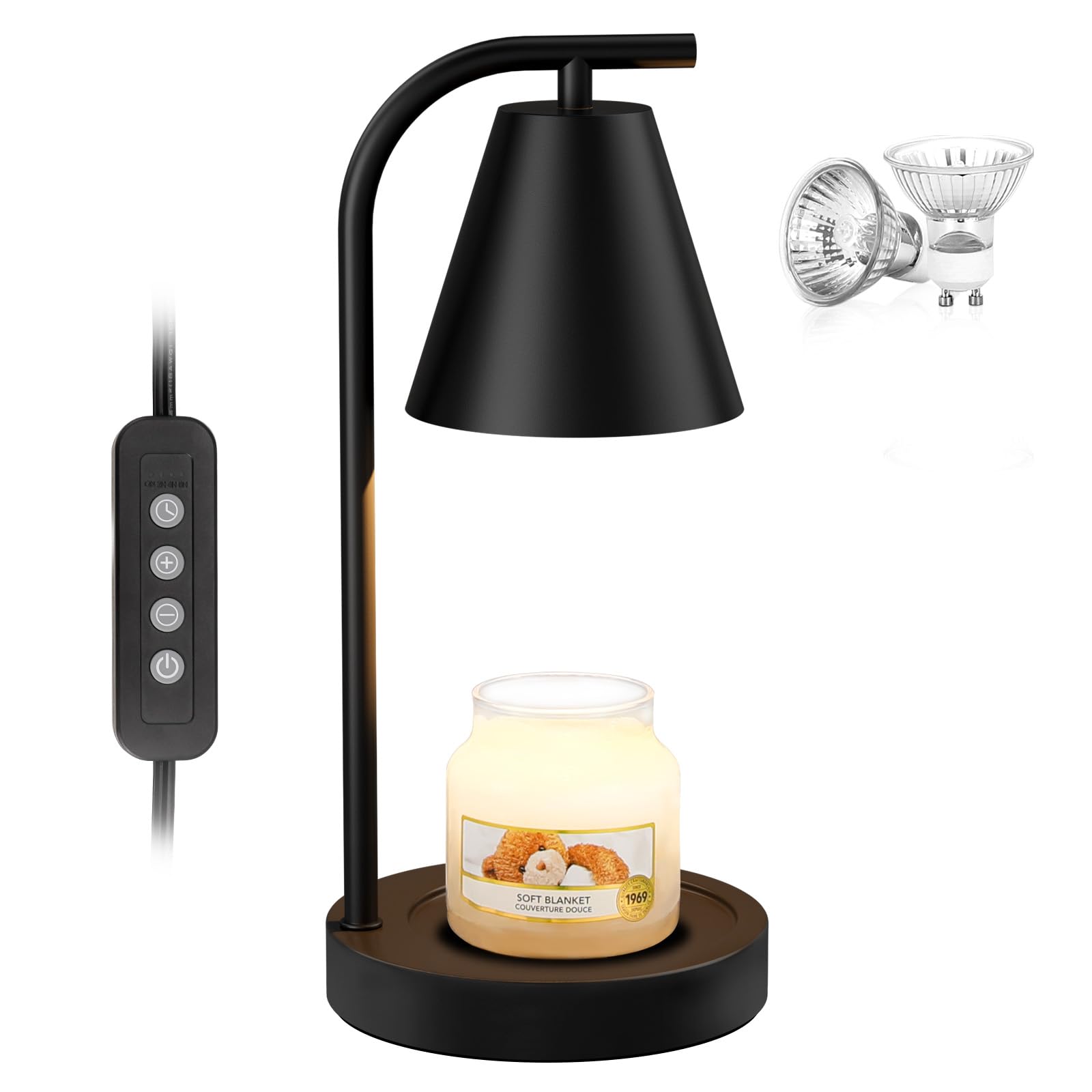Hong-in candle warmer lamp in black complements modern decor styles.