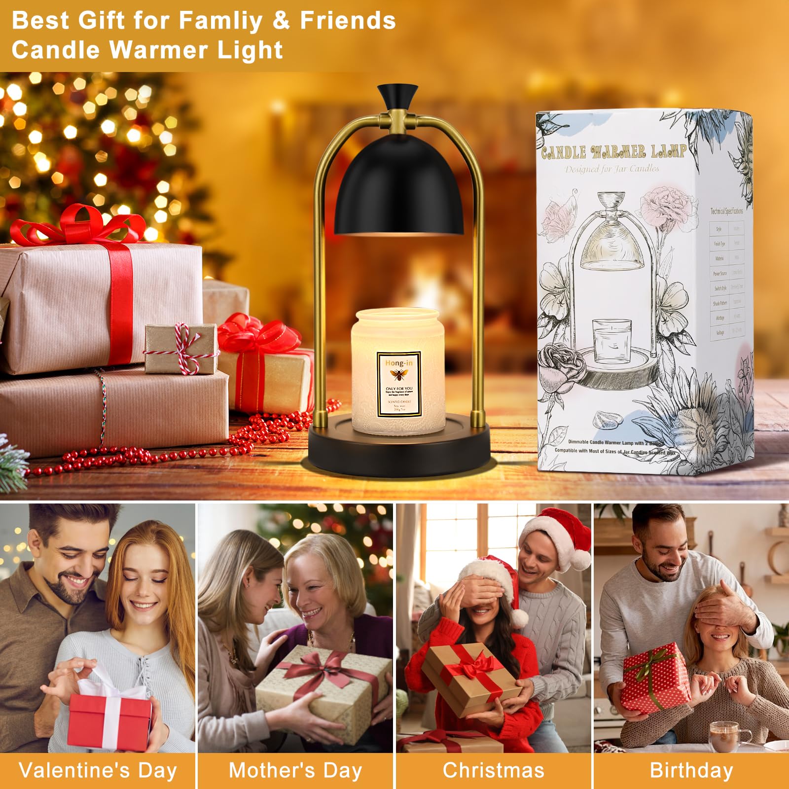 Hong-in candle warmer lamp dimmer control for customizable ambiance.