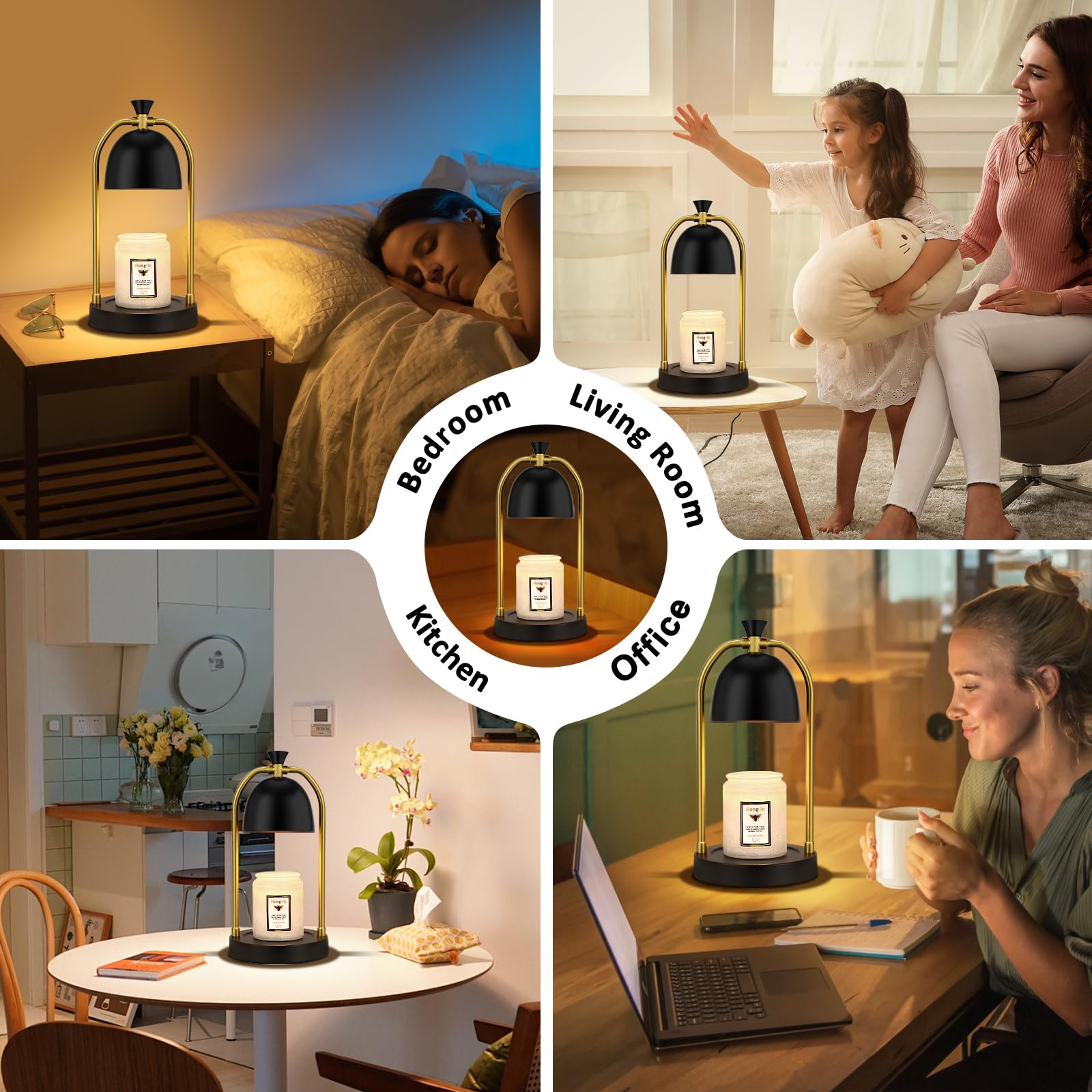Hong-in candle warmer lamp jar candle compatibility for longer fragrance diffusion.