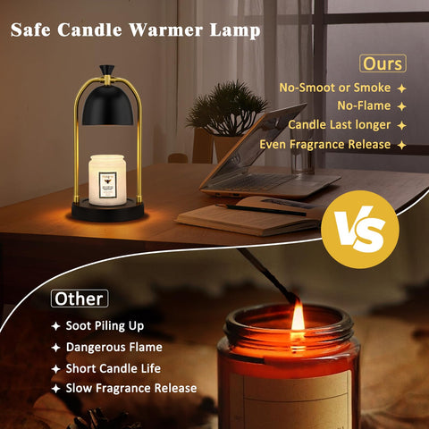 Hong-in candle warmer lamp metal base with non-slip pad for stability.