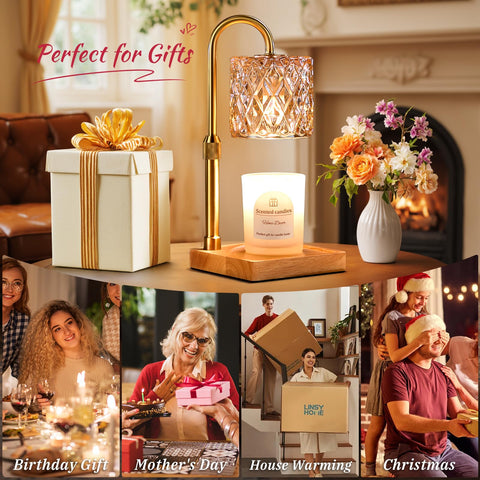 Hong-in candle warmer with timer highlights adjustable features for varied candle sizes.