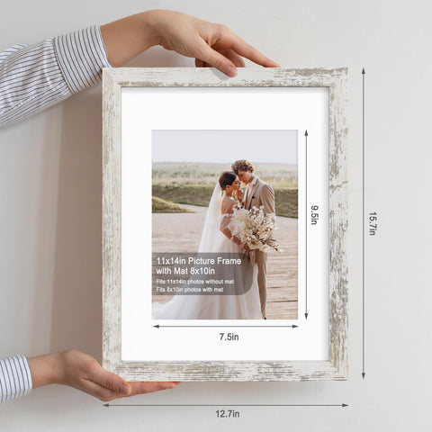 Hongkee frame set accommodates 8x10 photos with mat for a precise fit.