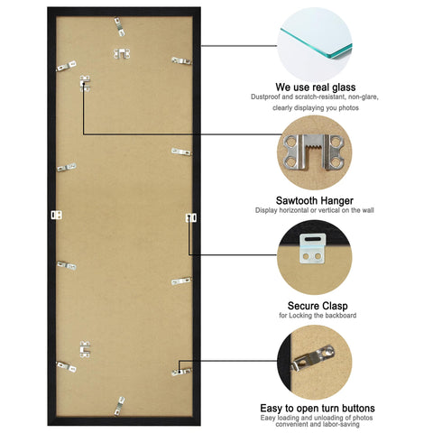 Hongkee back-loader clips keep prints in place inside the frame.