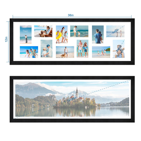 Hongkee poster frame without mat showcasing large collage-ready 12x36 photos.