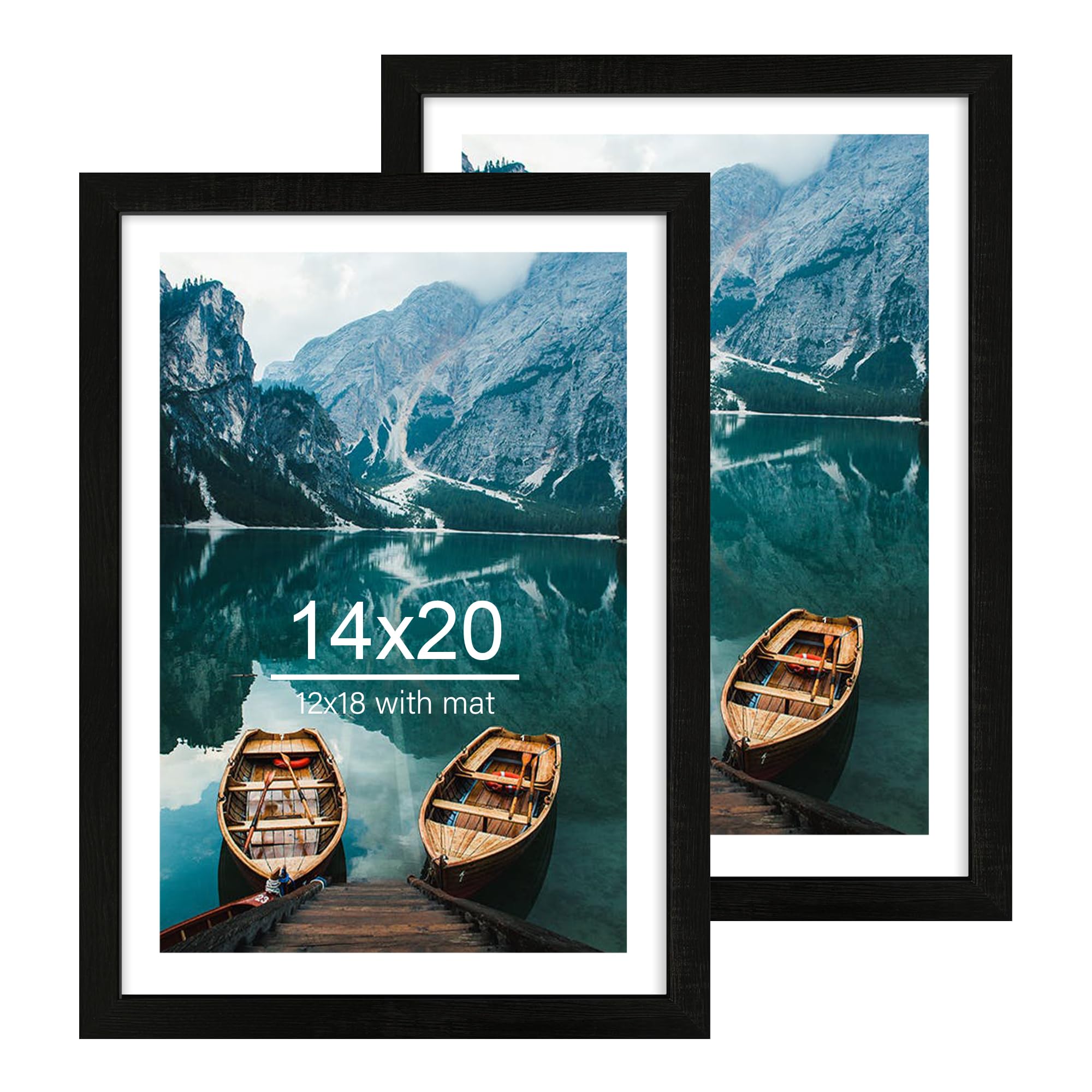 Hongkee 14x20 rustic wood frame front view highlights natural texture for wall display