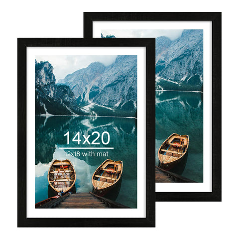 Hongkee 14x20 rustic wood frame front view highlights natural texture for wall display