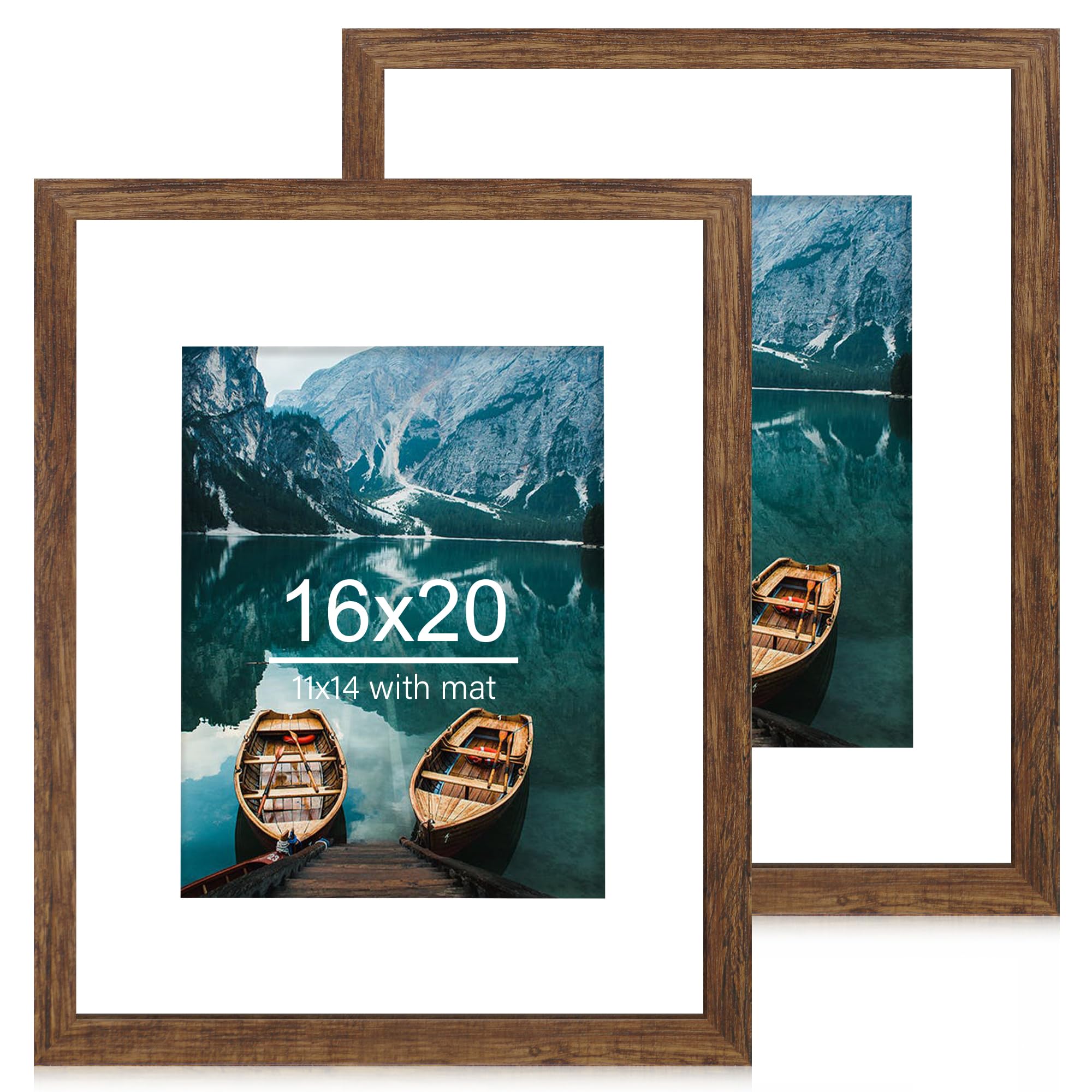 Hongkee 16x20 frame with rustic brown wood for wall display of photos.