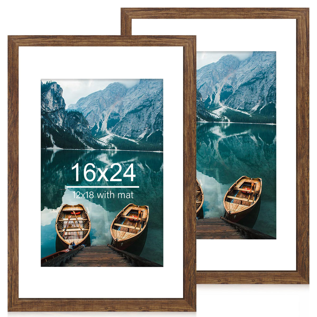 Hongkee 16x24 rustic brown wood frame set shows durable MDF and rustic texture.