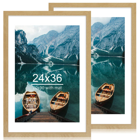 Hongkee 24x36 poster frame set of 2 with natural oak finish for wall ready display