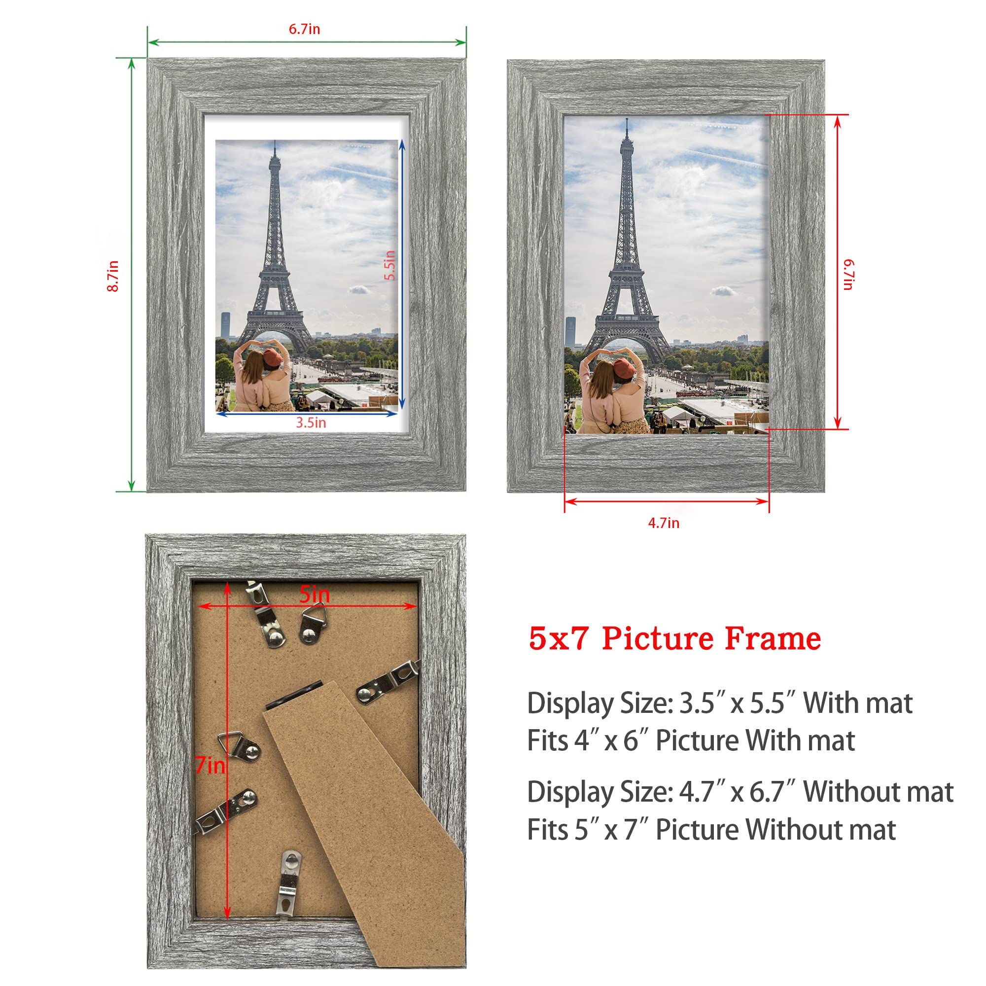 Hongkee 5x7 frame shows 4x6 photo with mat option for stylish display