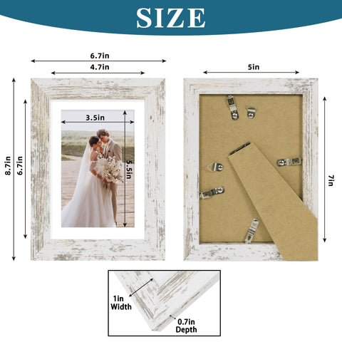 Hongkee 4-pack fits 4x6 photos with mat or 5x7 without mat.