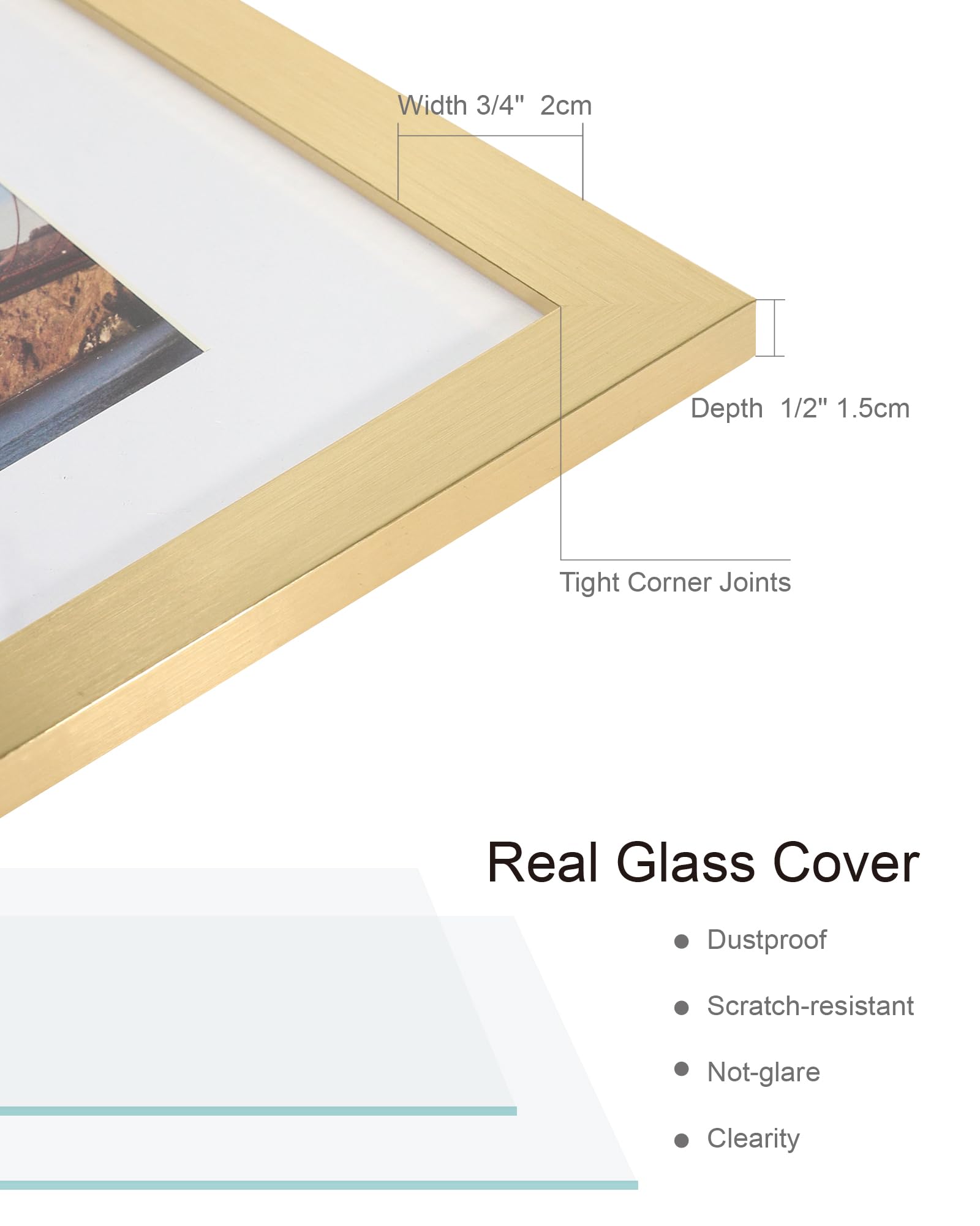 Hongkee 8x10 gold frame close-up glass highlights clarity
