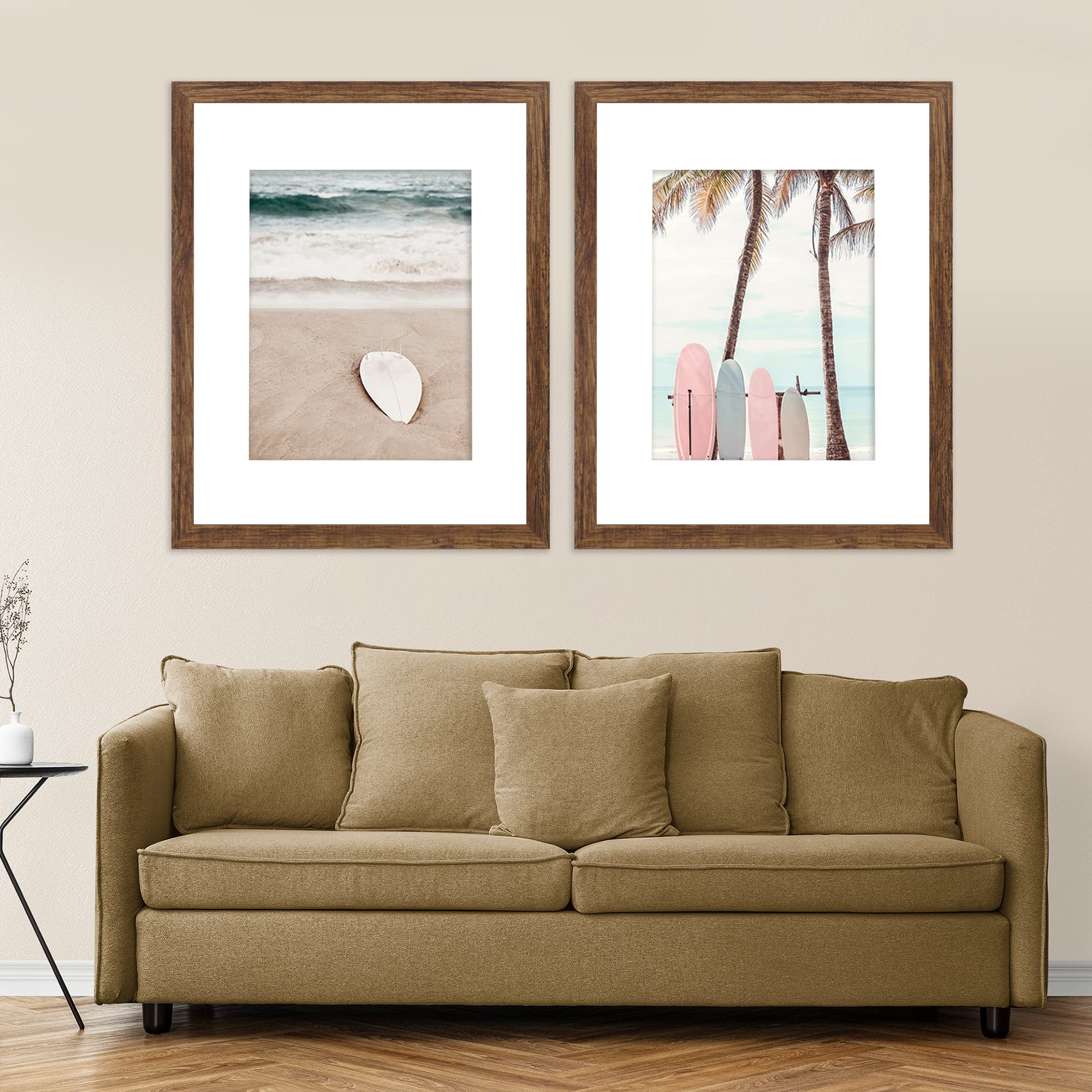 Hongkee frame with mat option keeps 11x14 photos neatly presented.