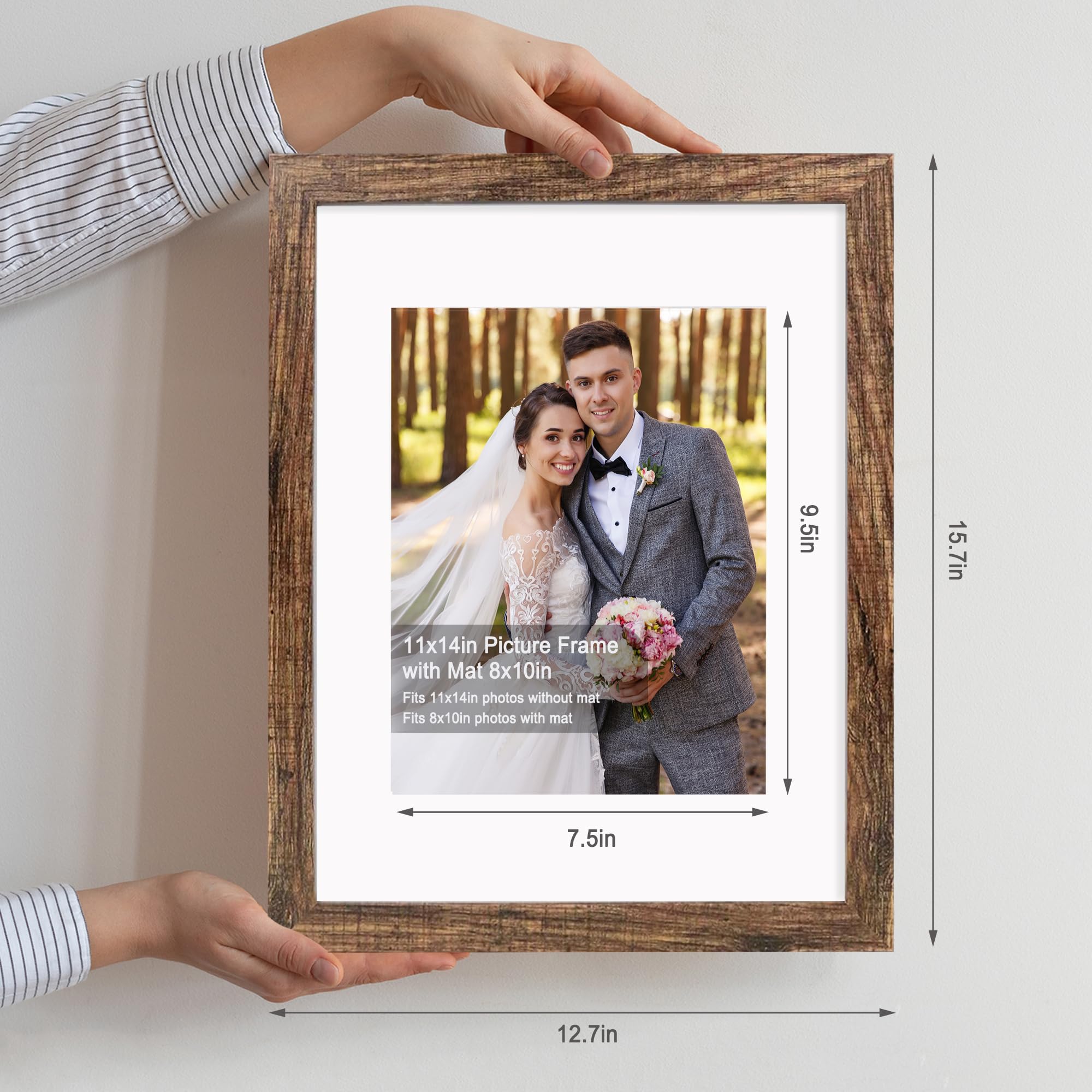 Hongkee rustic brown wood frame showcasing natural texture for warm decor.
