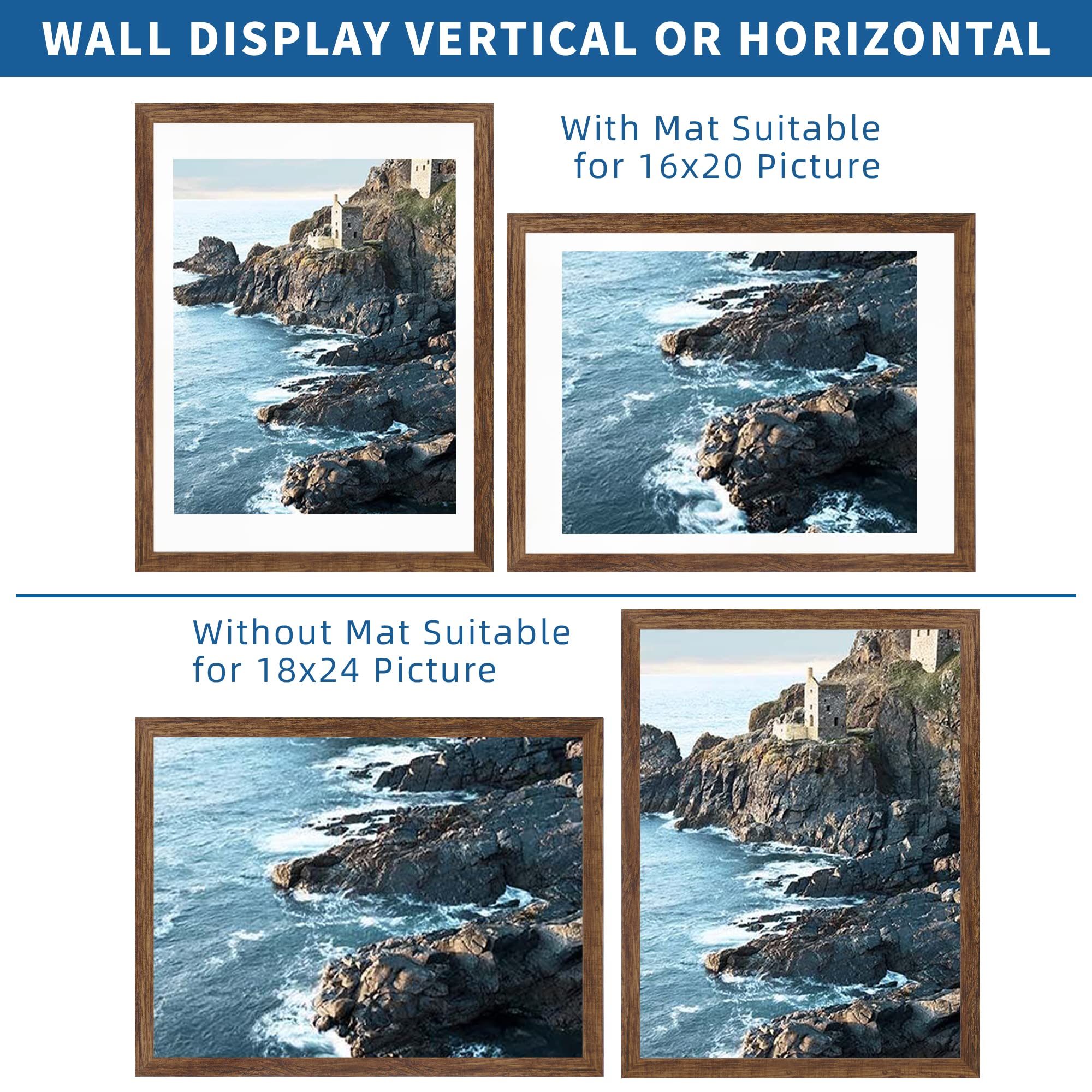 Hongkee rustic frame showing vertical and horizontal mounting versatility.