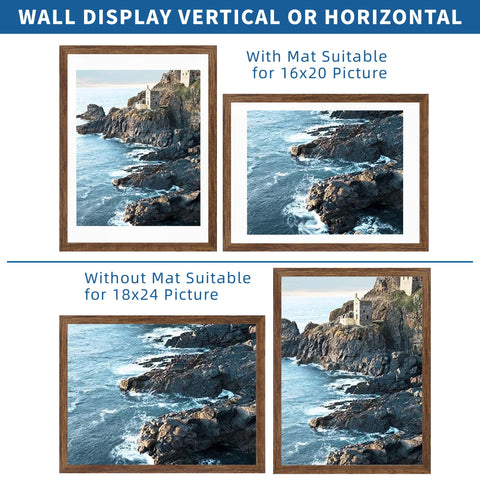 Hongkee rustic frame showing vertical and horizontal mounting versatility.