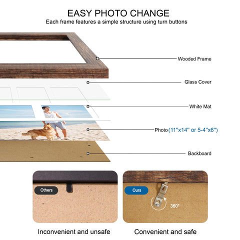 Hongkee tempered glass 11x14 frame with polished edges protects memories