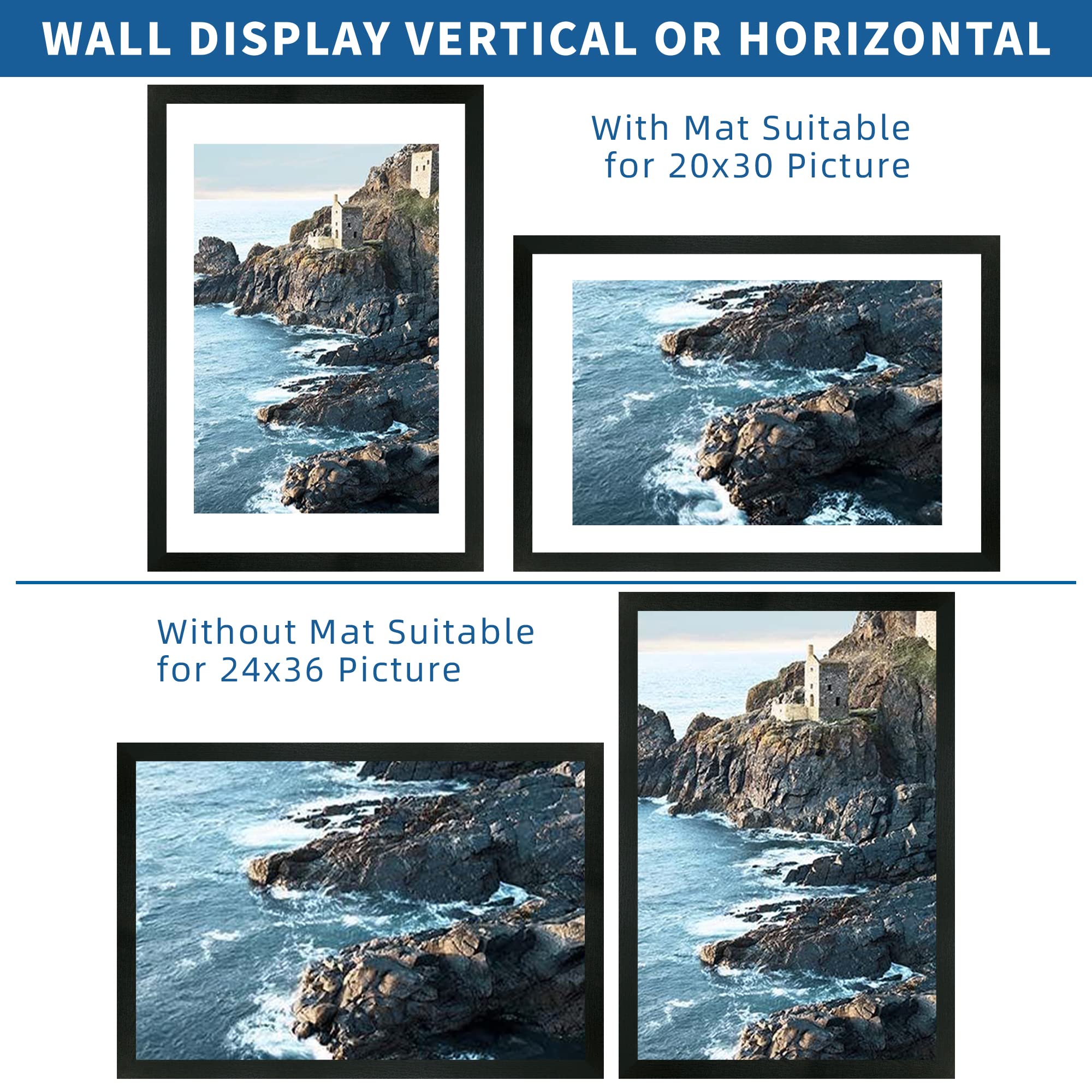 Hongkee two pack poster frames with plexiglass for safe, glare-free viewing