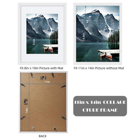 Hongkee white wood frame without mat fits 11x14 posters for versatile decor.