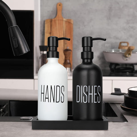 Non-slip silicone tray base helps secure bottles on countertops.