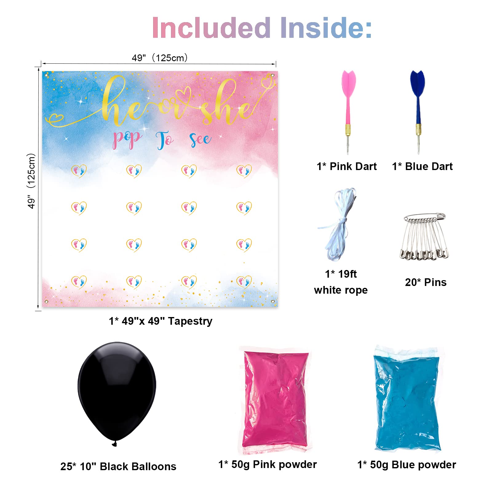 Hongpar blue and pink darts for precise reveal pops