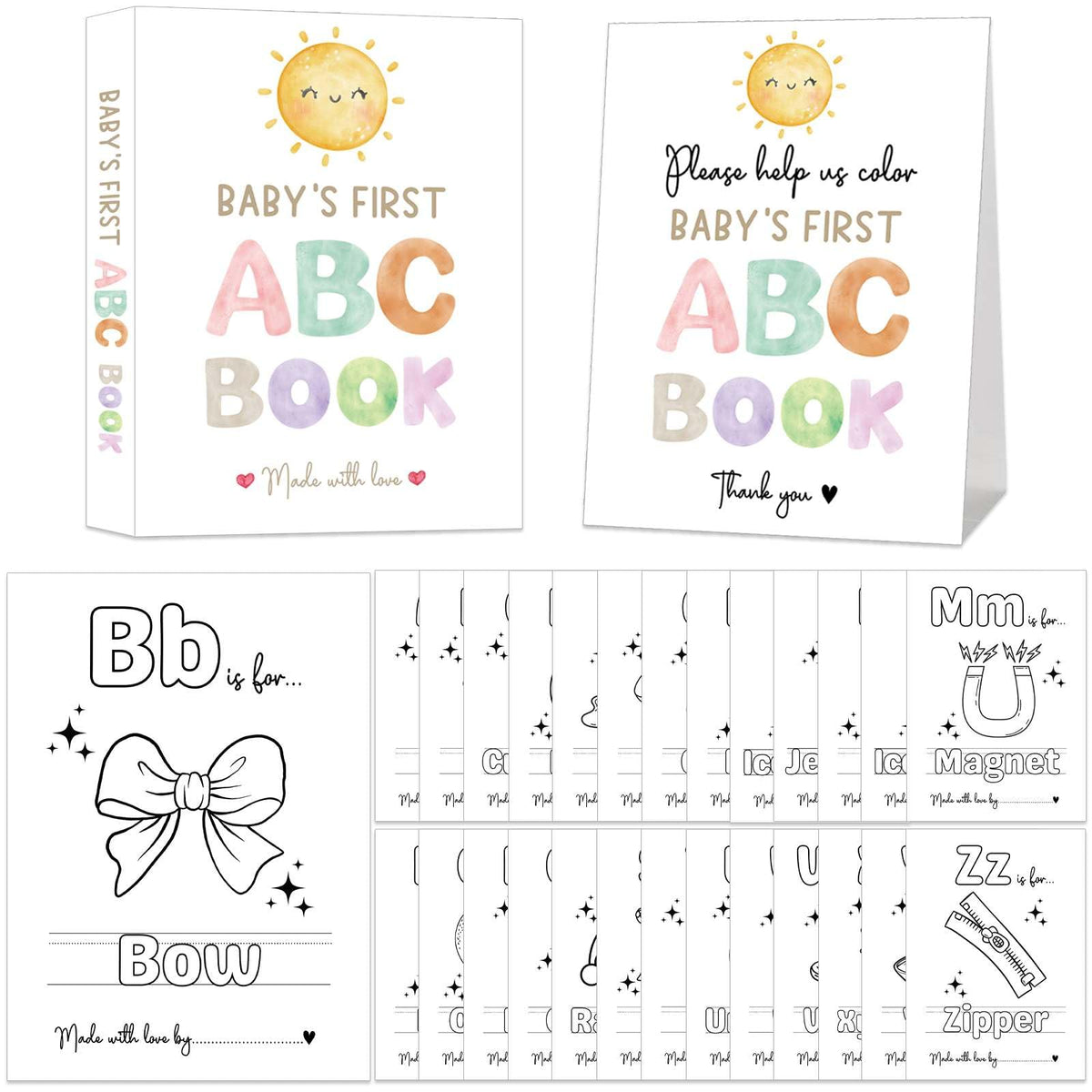 Hongpar Sunshine ABC baby shower book cover, ideal keepsake design.
