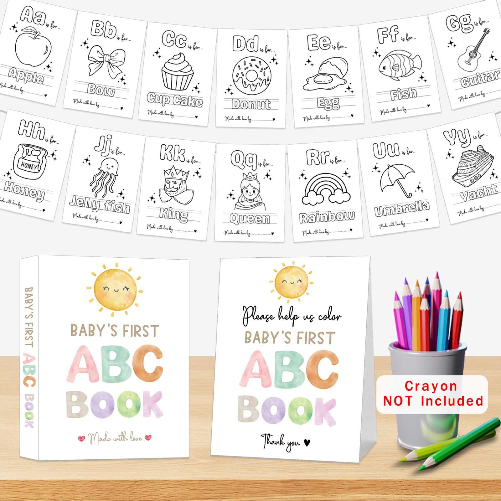 Hongpar Sunshine ABC coloring pages A to Z, ready for shared activity.