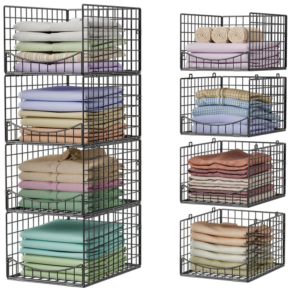 Hongtamoya 4-tier closet organizers assembly in a tidy closet.