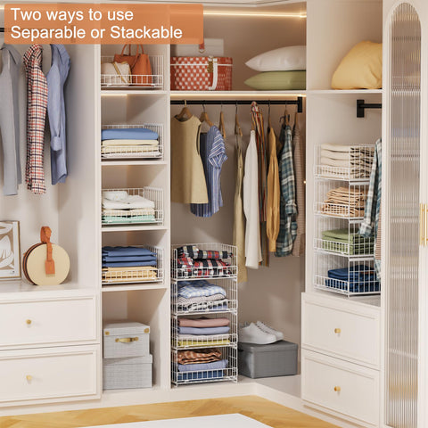 Hongtamoya closet organizer bins in bedroom help separate outfits and accessories