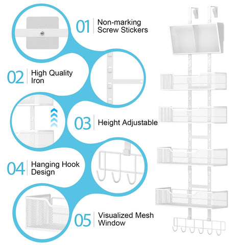 Hongtamoya five hooks add convenient hanging options for bags and towels.