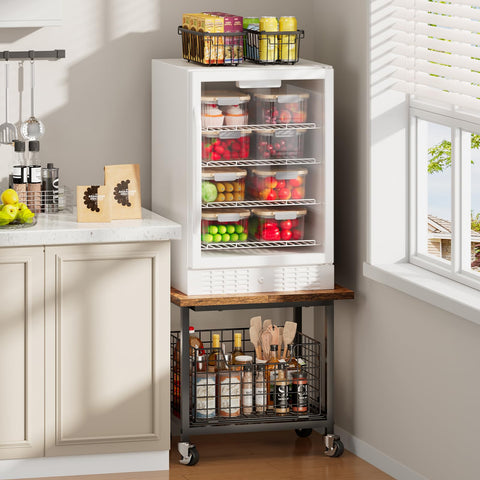 Hongtamoya mini fridge stand with wheels, dorm setup for compact living