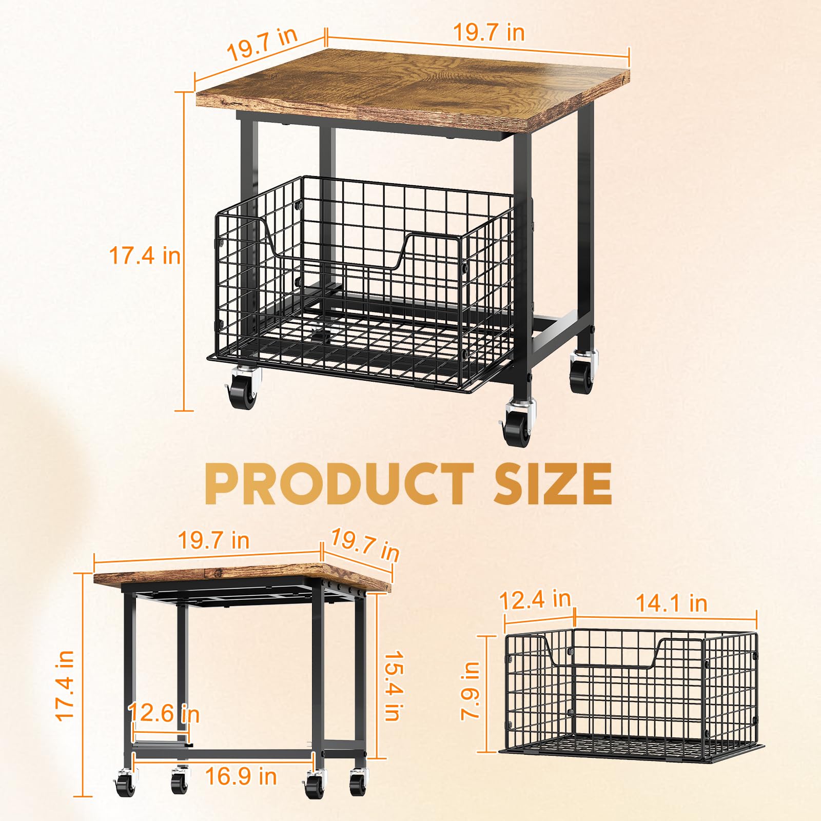 Hongtamoya mini fridge stand with wheels, heavy-duty frame supports 300 lbs
