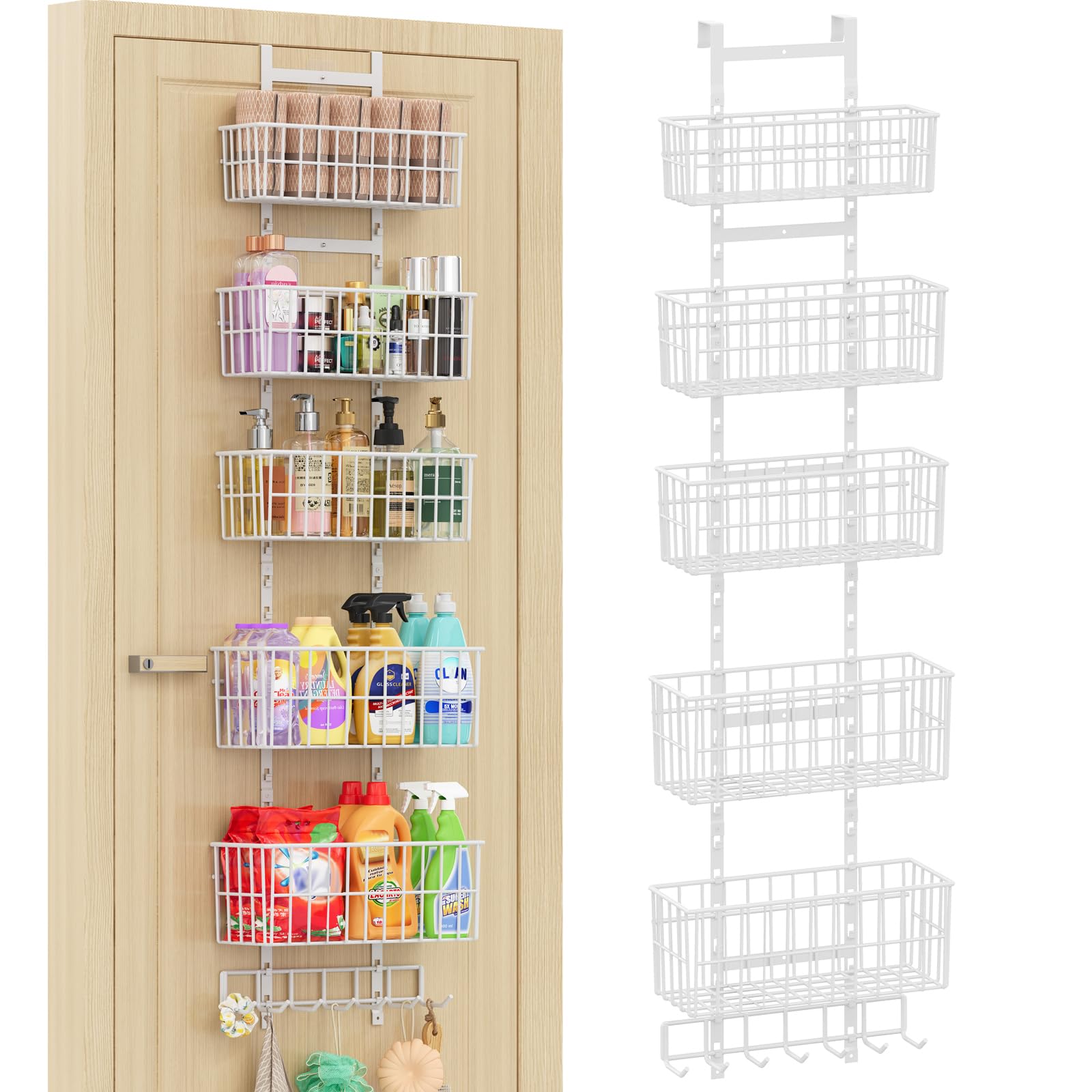 Hongtamoya over-the-door organizer with five baskets for tidy entryways
