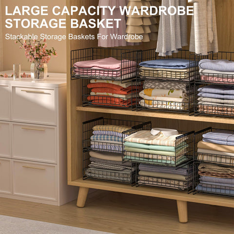 Hongtamoya stackable closet bin set offers versatile storage for clothes and accessories.