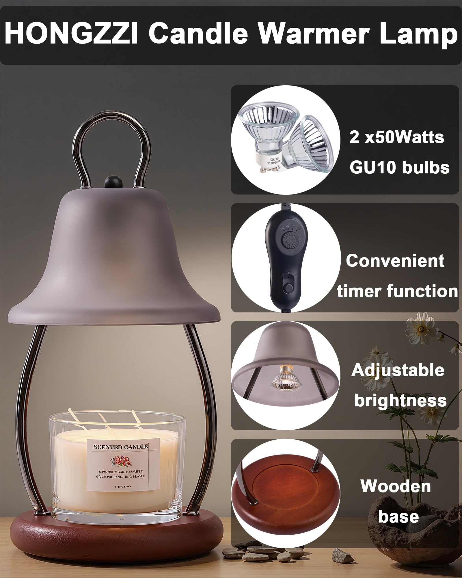 HONGZZI candle warmer lamp universal-fit for jar candles of any size