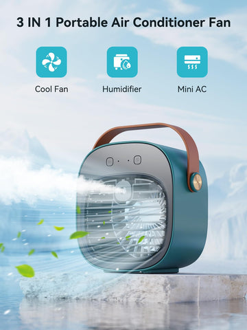 honiitaa green mini air conditioner on desk delivering quiet cooling