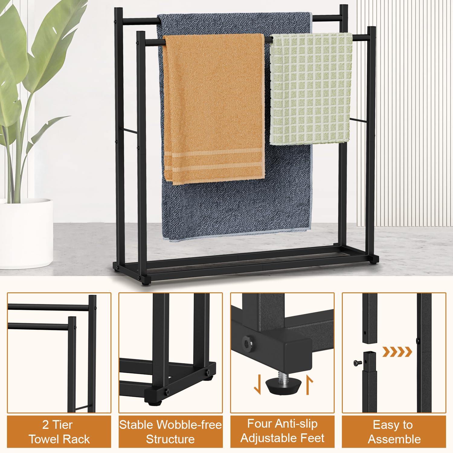 Honiter sturdy metal frame with black finish resists rust and wear.