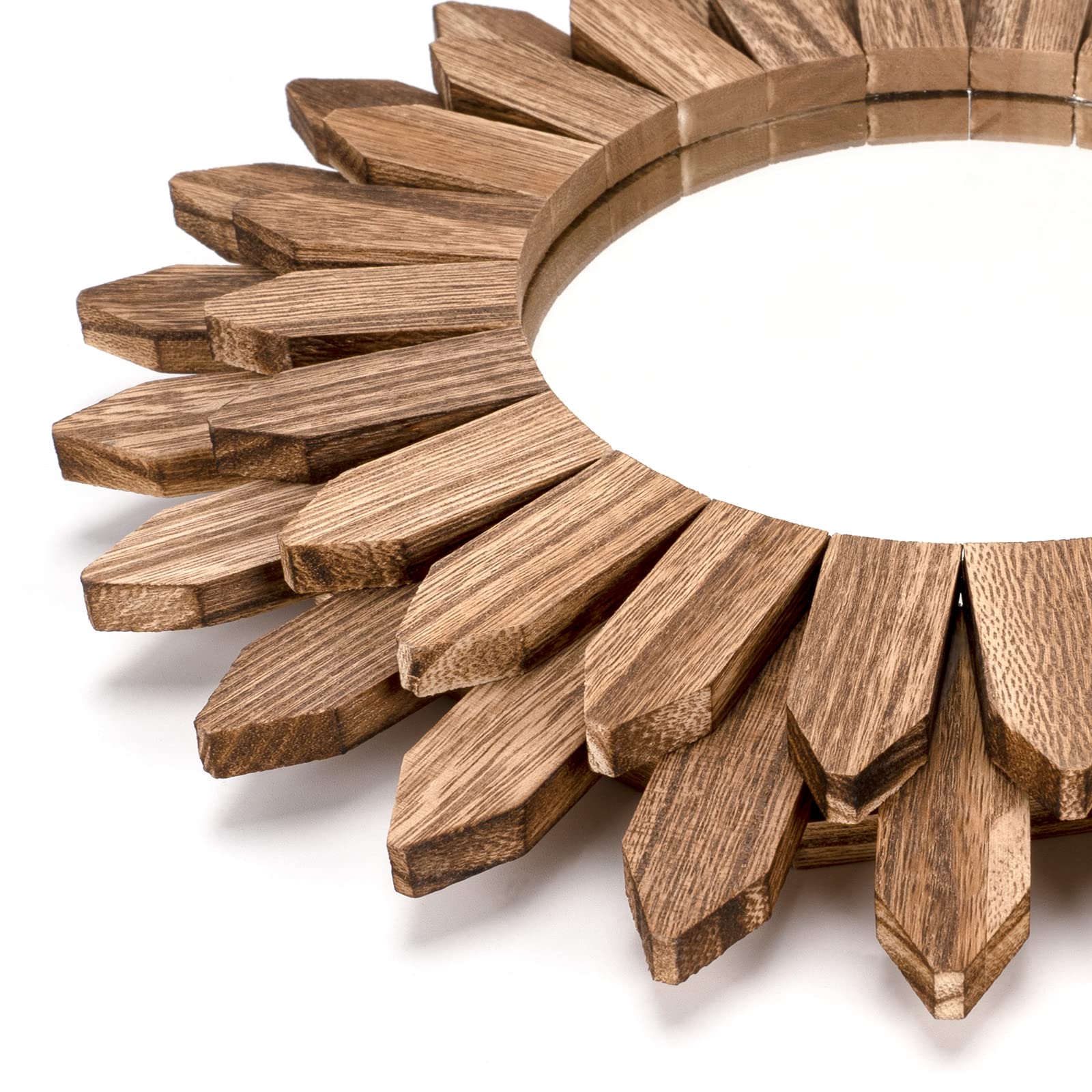 Honiway boho wall decor mirror with wood frame complements boho and farmhouse spaces.