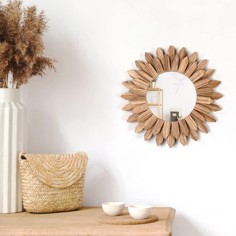 Honiway sunburst mirror fits entryways and living areas for instant style.