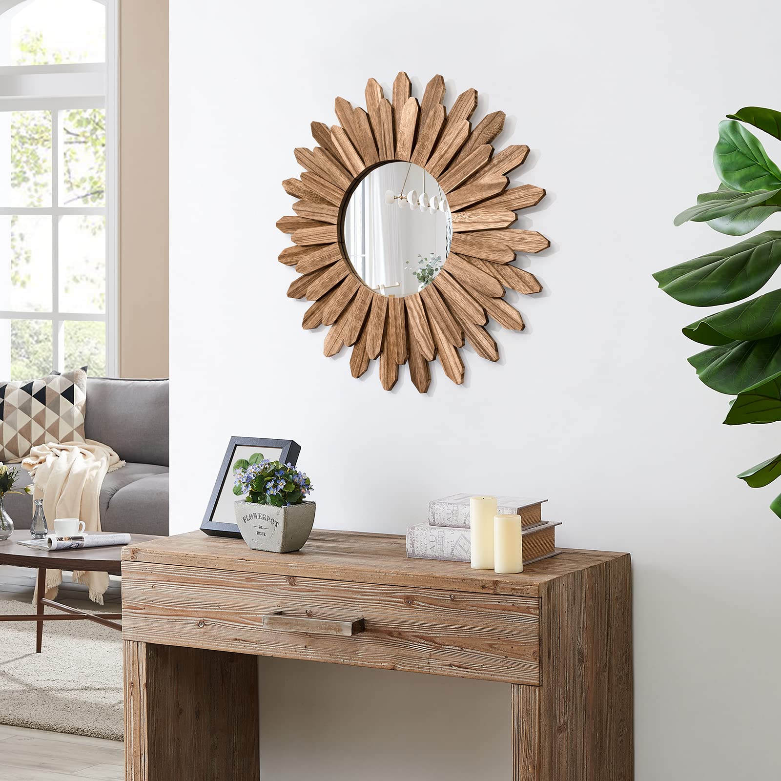 Honiway mirror easy hang setup with included anchors and screws for quick mounting.