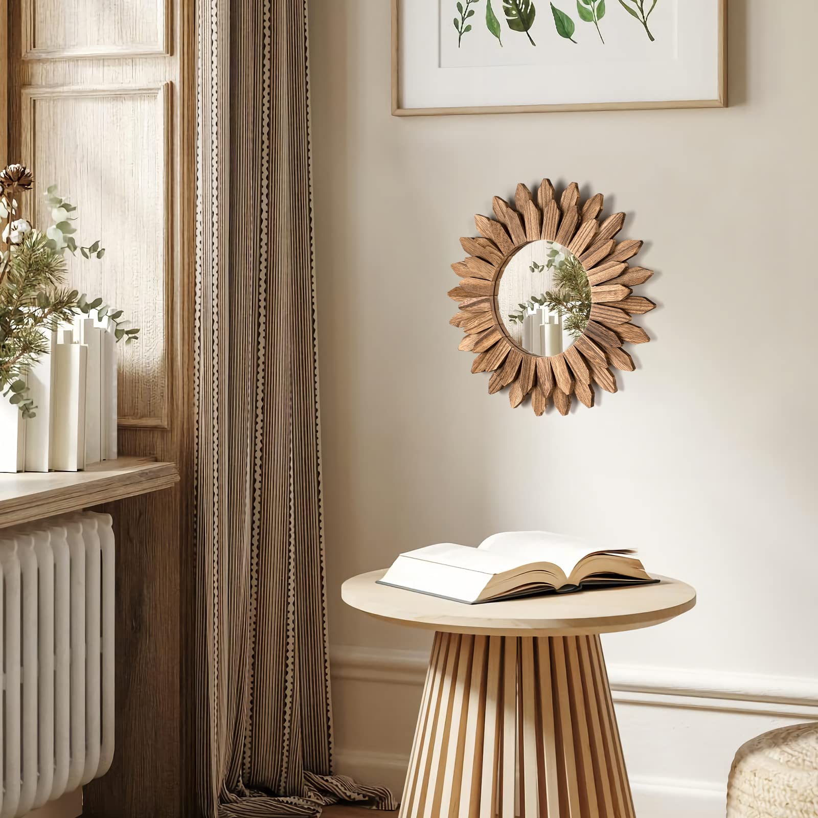 Honiway rustic wood mirror carbonized black brings vintage character to any room.
