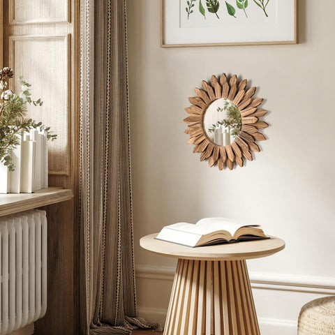 Honiway rustic wood mirror carbonized black brings vintage character to any room.